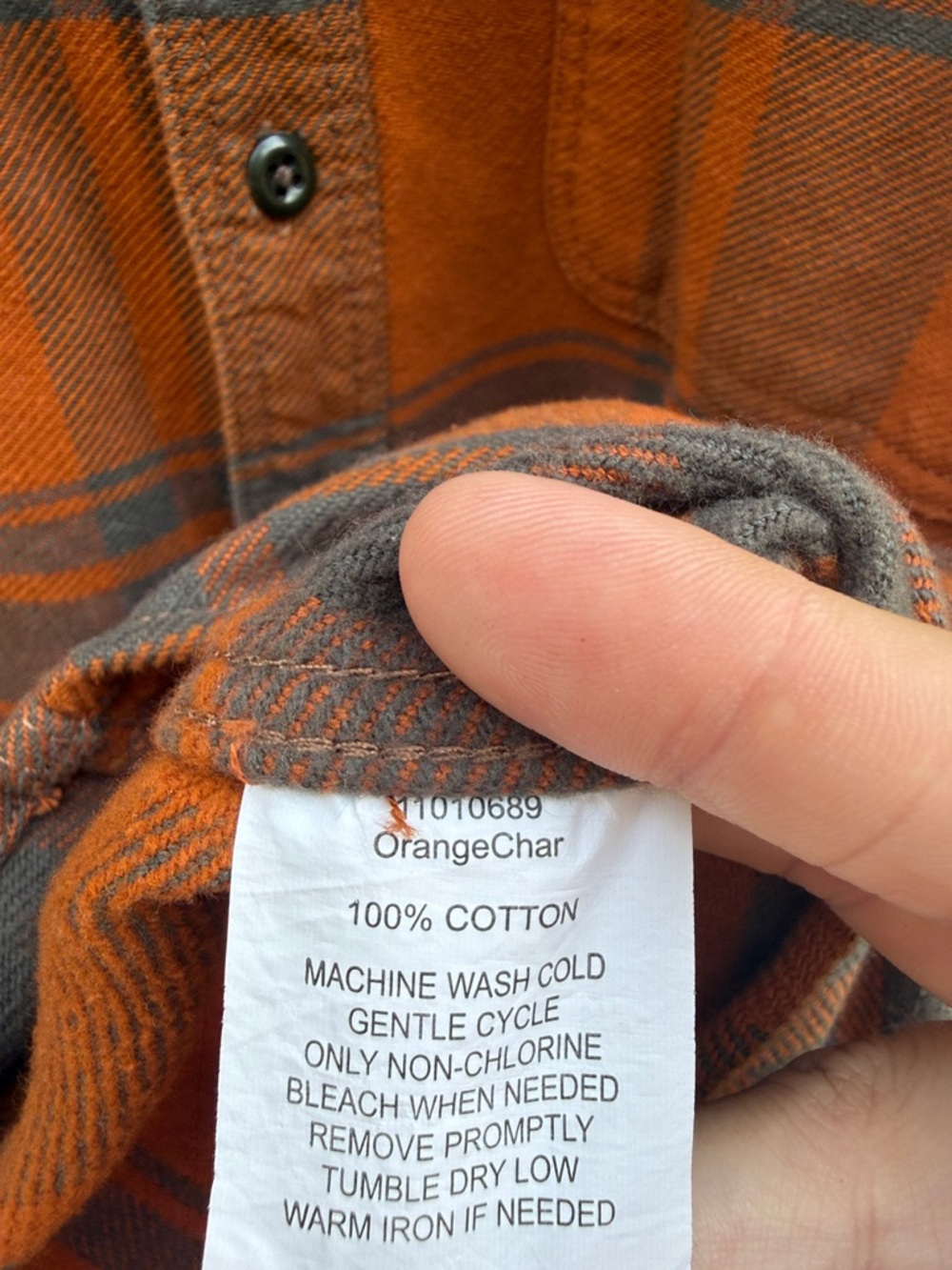 Filson | Mens Flannel Orange Gray Plaid Button Down Shacket size XXL - Picture 3 of 4